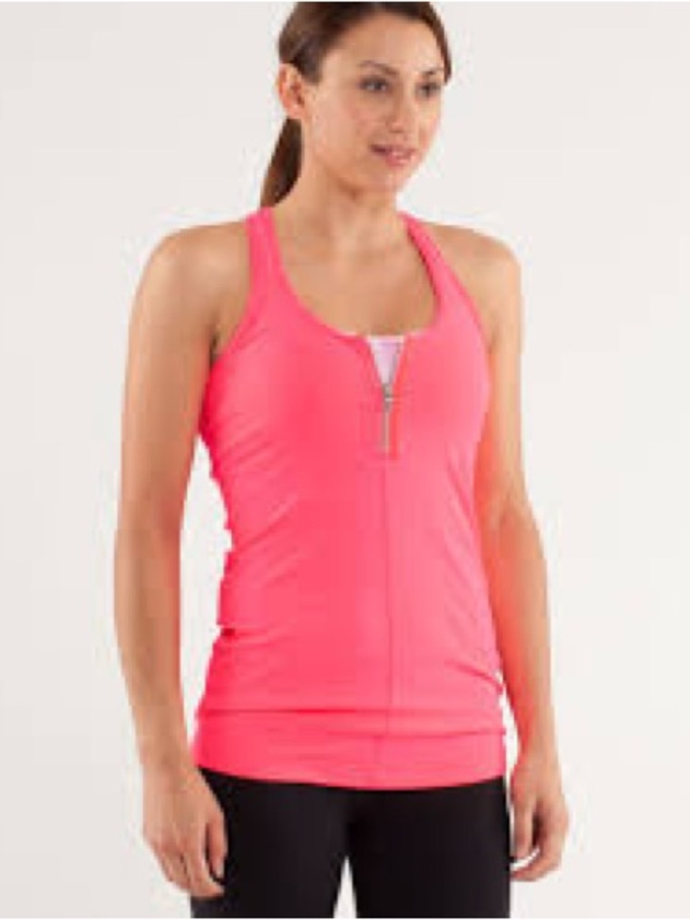 lululemon athletica Neon Pink Zip-Front Racerback Tank